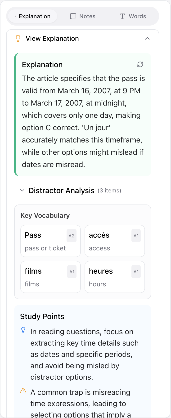 Explanations for every option