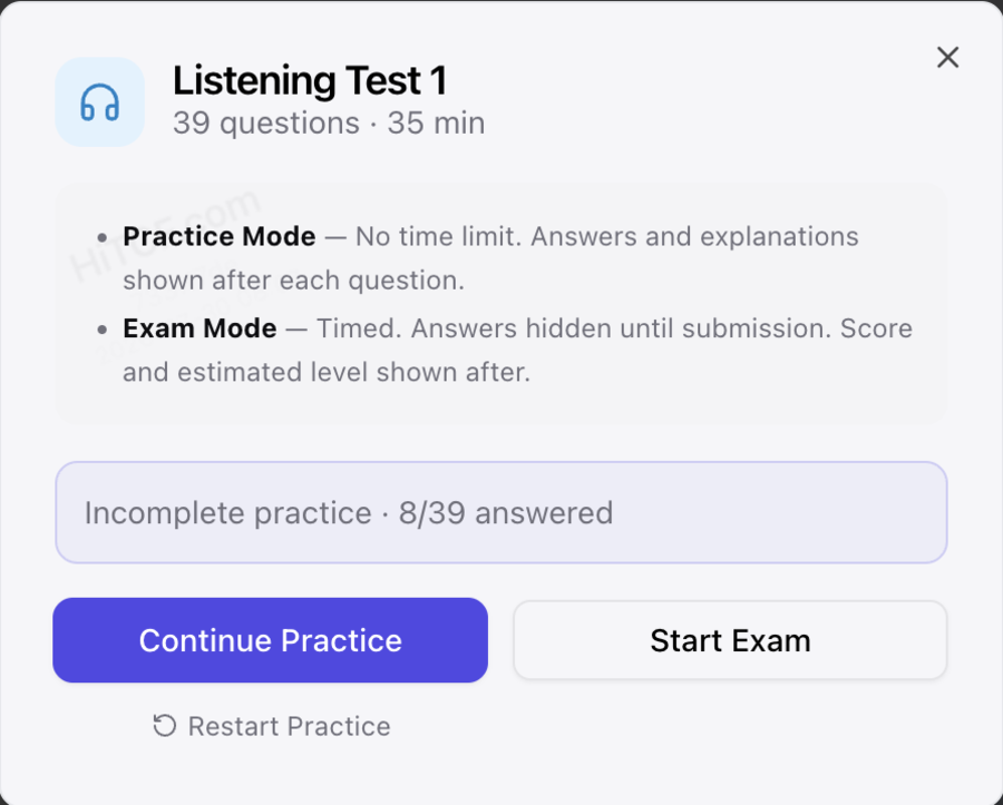 Exam mode